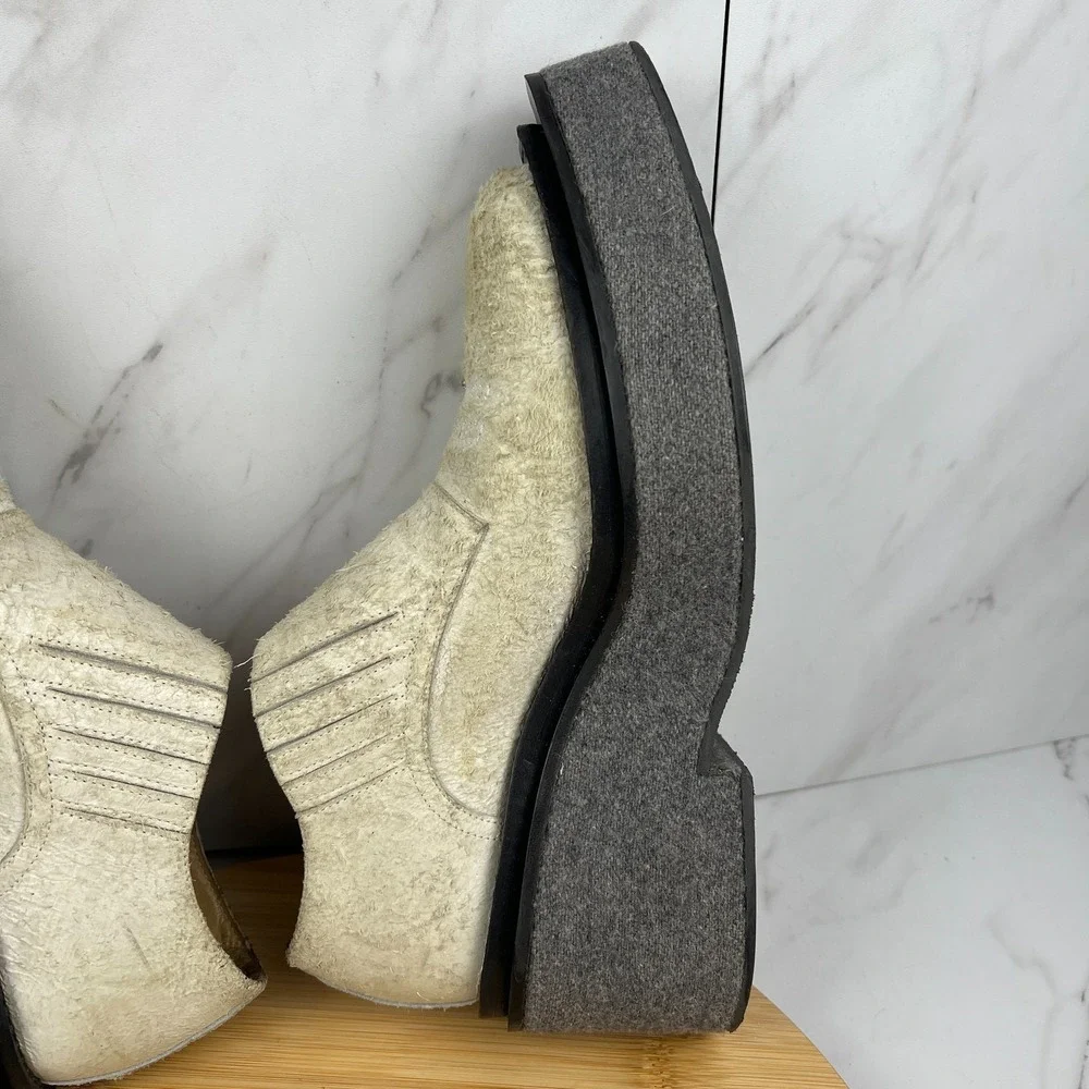 MM6 Maison Margiela Womens Size 8 [EU 38] Cream Suede Platform Felt Boots Shoes
